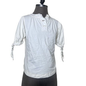 Anthropologie Puff Sleeve Short Sleeve Top Size Small Cream